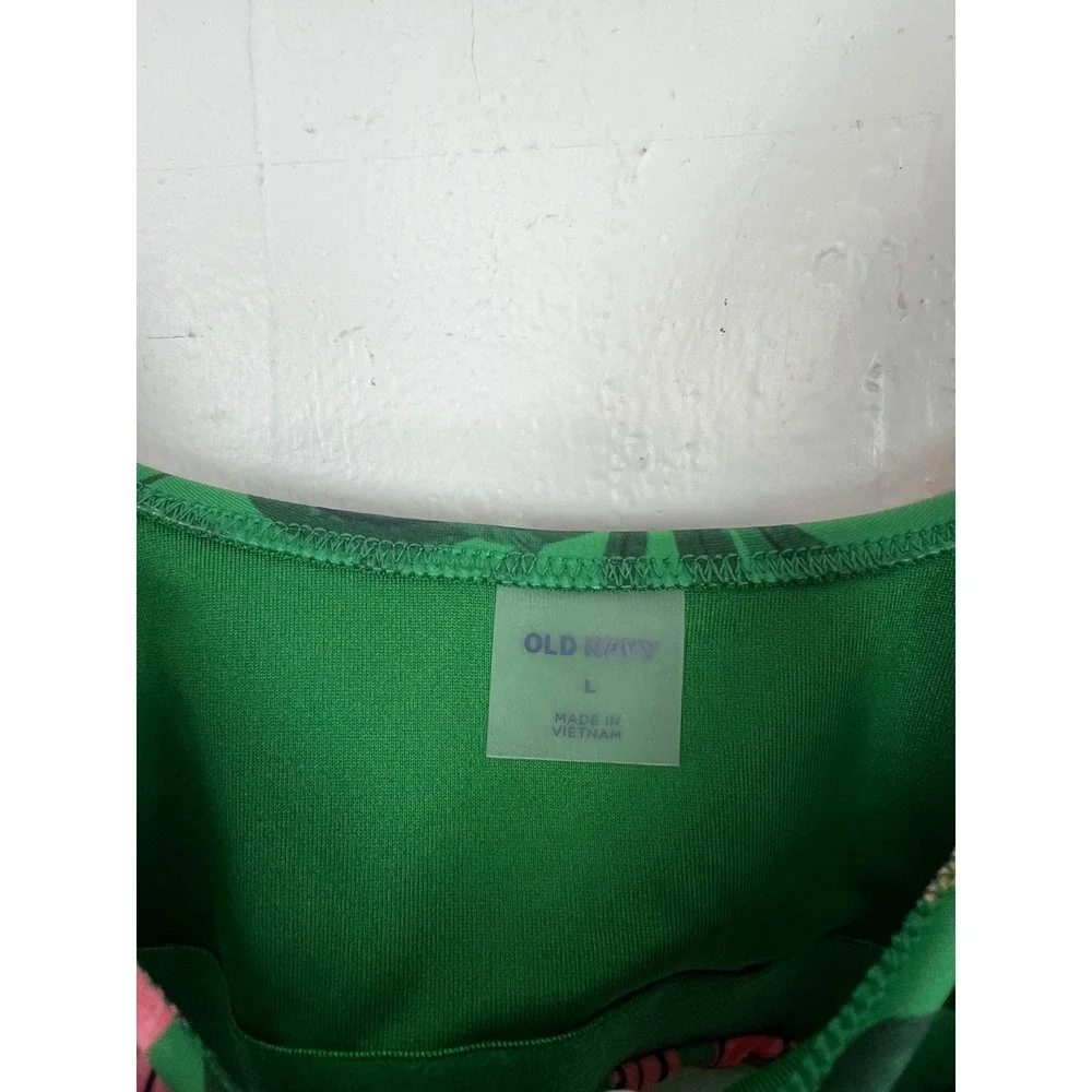 Old Navy Green Tropical Floral Scoop Neck Bikini Swim Top Size Large - Picture 2 of 4
